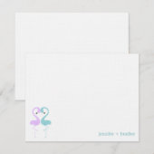 Invitation Flamingo Couple Custom Flat Thank You Notes (Devant / Derrière)