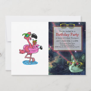 Invitation Flamingo de dessin animé d'été choisir la couleu