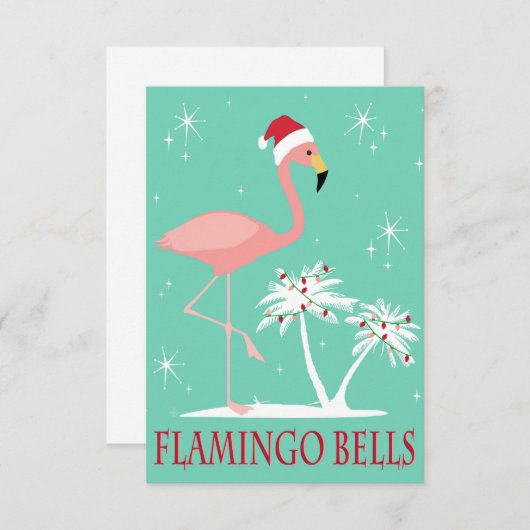 INVITATION FLAMINGO DE NOËL MODERNE VINTAGE (Devant / Derrière)