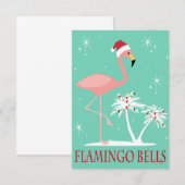 INVITATION FLAMINGO DE NOËL VINTAGE MODERNE (Devant / Derrière)