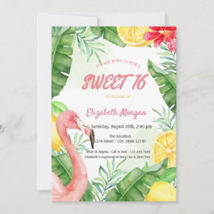 Invitation Flamingo d'été aquarelle Sweet 16