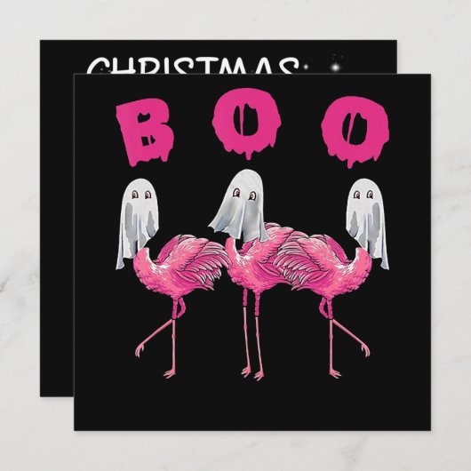 Invitation Flamingo | Fantôme Flamingo Boo Costume d'Hallowee (Devant / Derrière)