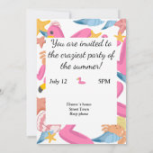 Invitation Flamingo fête d'été avec photo (Dos)
