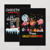 Invitation Flamingo|Flamingo Action de grâce Halloween Noël (Devant / Derrière)