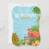 Invitation Flamingo Floride Tropical Bleu Retraite (Devant)