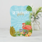 Invitation Flamingo Floride Tropical Bleu Retraite (Debout devant)