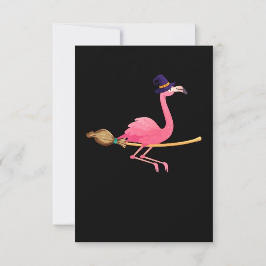 Invitation Flamingo | Funny Flamingo Witch Halloween (Devant)