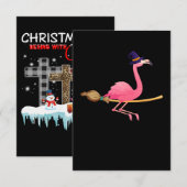 Invitation Flamingo | Funny Flamingo Witch Halloween (Devant / Derrière)