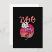 Invitation Flamingo Ghost Boo Pink Sunset Retro Halloween Bir (Devant / Derrière)