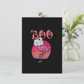Invitation Flamingo Ghost Boo Pink Sunset Retro Halloween Bir (Debout devant)