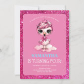 Invitation Flamingo mignon avec couronne d'anniversaire (Devant)