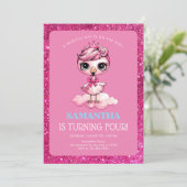 Invitation Flamingo mignon avec couronne d'anniversaire (Debout devant)