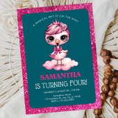 Invitation Flamingo mignon avec couronne d'anniversaire