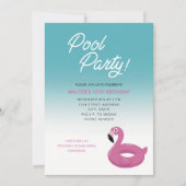 Invitation Flamingo pour une Pool Party (Devant)