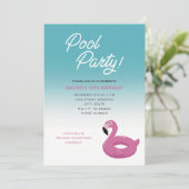 Invitation Flamingo pour une Pool Party (Debout devant)