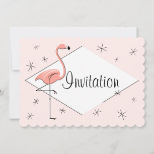 Invitation Flamingo Rose Diamant festonné