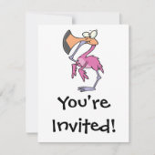 Invitation Flamingo rose drôle avec pied dans la bouche (Devant)