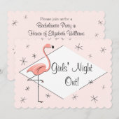 Invitation Flamingo Rose Filles de Nuit! festonné (Devant / Derrière)