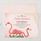 Invitation Flamingo rose pour 40e anniversaire (Devant / Derrière)
