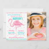 Invitation Flamingo Summer Tropical Birthday Photo (Devant)