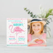 Invitation Flamingo Summer Tropical Birthday Photo (Debout devant)