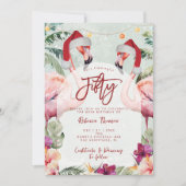 Invitation Flamingo tropical à cinquante anniversaire invitat (Devant)