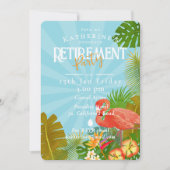 Invitation Flamingo Tropical Blue Retirement (Devant)