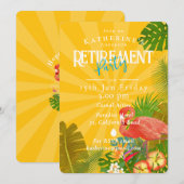 Invitation Flamingo Tropical Jaune Retraite I (Devant / Derrière)