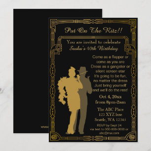 Invitation Flamme art déco des années 20 rugissante fille et