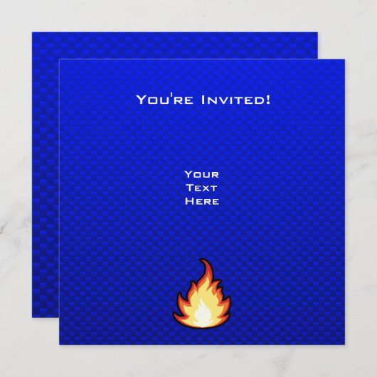 Invitation Flamme de feu;Bleu (Devant / Derrière)