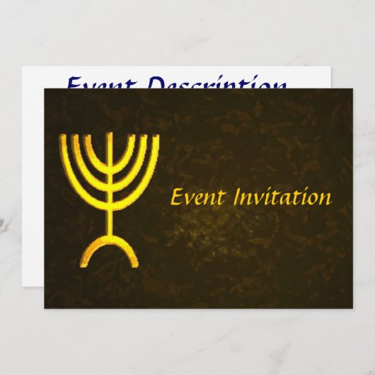 Invitation Flamme de Menorah (Devant / Derrière)