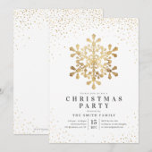 Invitation Flamme de neige artificielle faux or Noël (Devant / Derrière)
