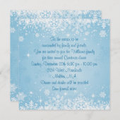 Invitation Flamme de neige blanche à la fête de Noël bleue (Devant / Derrière)