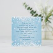 Invitation Flamme de neige blanche à la fête de Noël bleue (Debout devant)