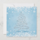 Invitation Flamme de neige blanche à la fête de Noël bleue (Dos)