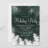 Invitation Flamme de neige de la forêt verte hiver vacances d (Devant)