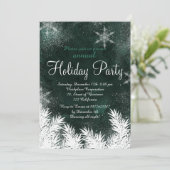 Invitation Flamme de neige de la forêt verte hiver vacances d (Debout devant)