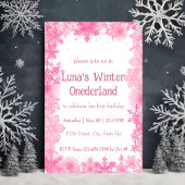 Invitation Flamme de neige rose Fête d'hiver Onederland