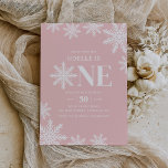 Invitation Flamme de neige rose Fille d'hiver 1er anniversair<br><div class="desc">Invitations amis et famille pour fêter le 1er anniversaire de votre petit avec cette invitation à thème flocon de neige hivernal.</div>