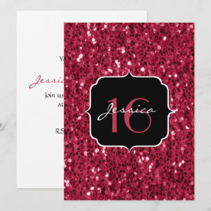 Invitation Flamme de parties scintillant rose magenta foncé b