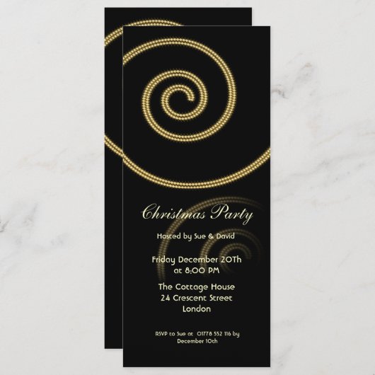 Invitation Flamme d'invitation avec tourbillon en or (Devant / Derrière)