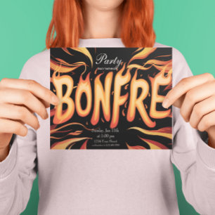Invitation Flamme Feu de feu de bois Word Art
