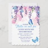Invitation Flamme florale mignonne sur les papillons Annivers (Devant)