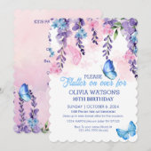 Invitation Flamme florale mignonne sur les papillons Annivers (Devant / Derrière)