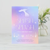 Invitation Flamme grise Whimsical Sparkly Mermaid Anniversair (Debout devant)