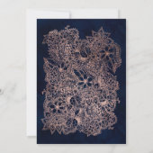 Invitation Flamme rose or bleu marine mariage d'aquarelle (Dos)