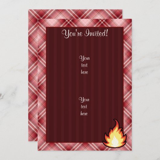 Invitation Flamme rouge de feu (Devant / Derrière)