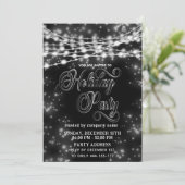 Invitation Flammes à cordes noir blanc entreprise Fête (Debout devant)