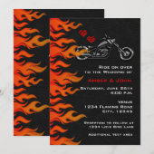 Invitation Flammes Cuir Noir Motocyclette Motard (Devant / Derrière)