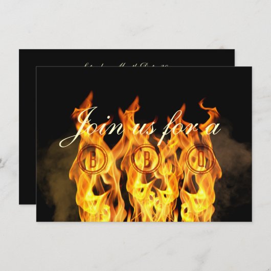 Invitation Flammes de BBQ (Devant / Derrière)